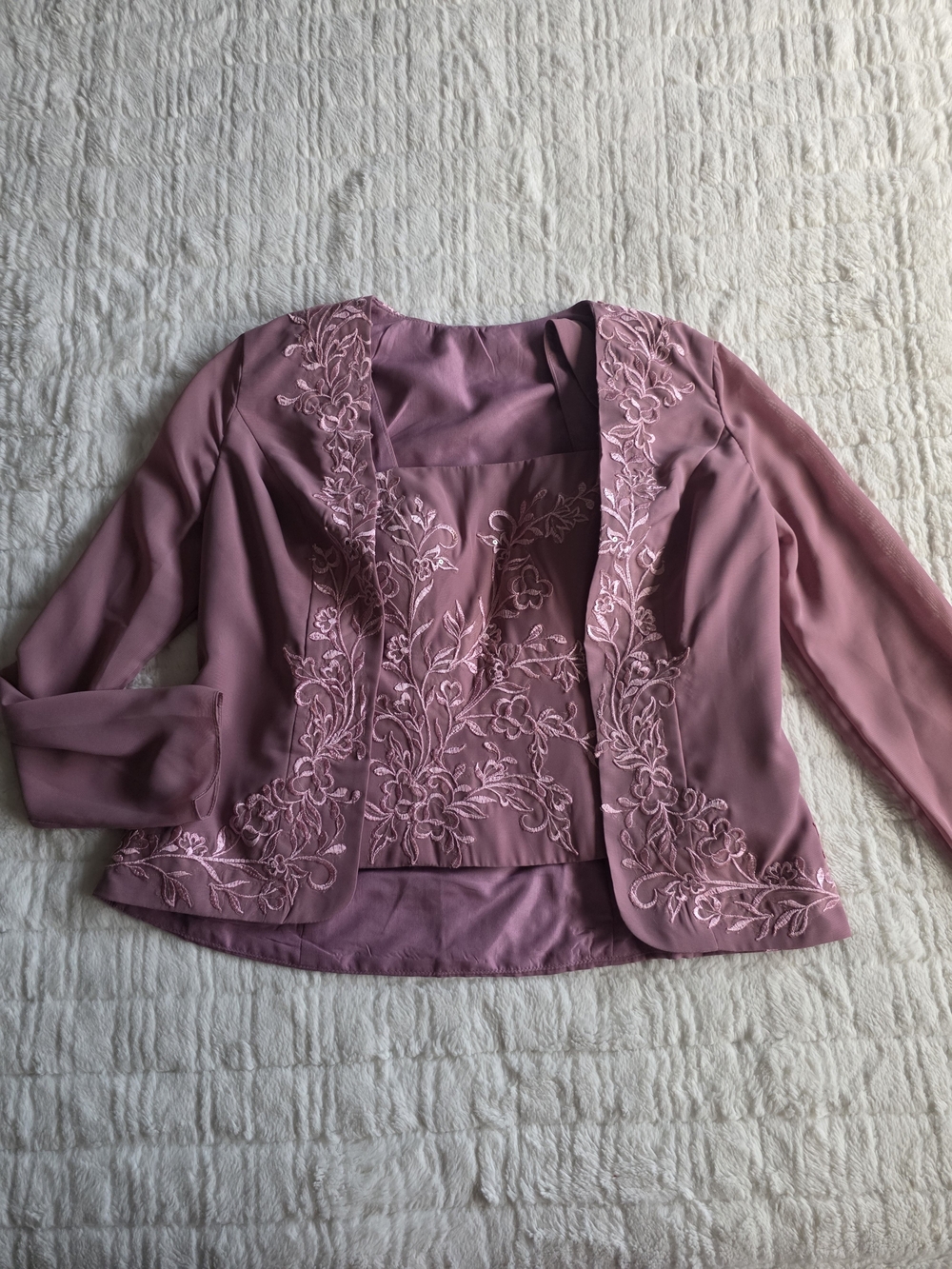 JJs House Dusty Rose Embroidered Women's Blazer Set